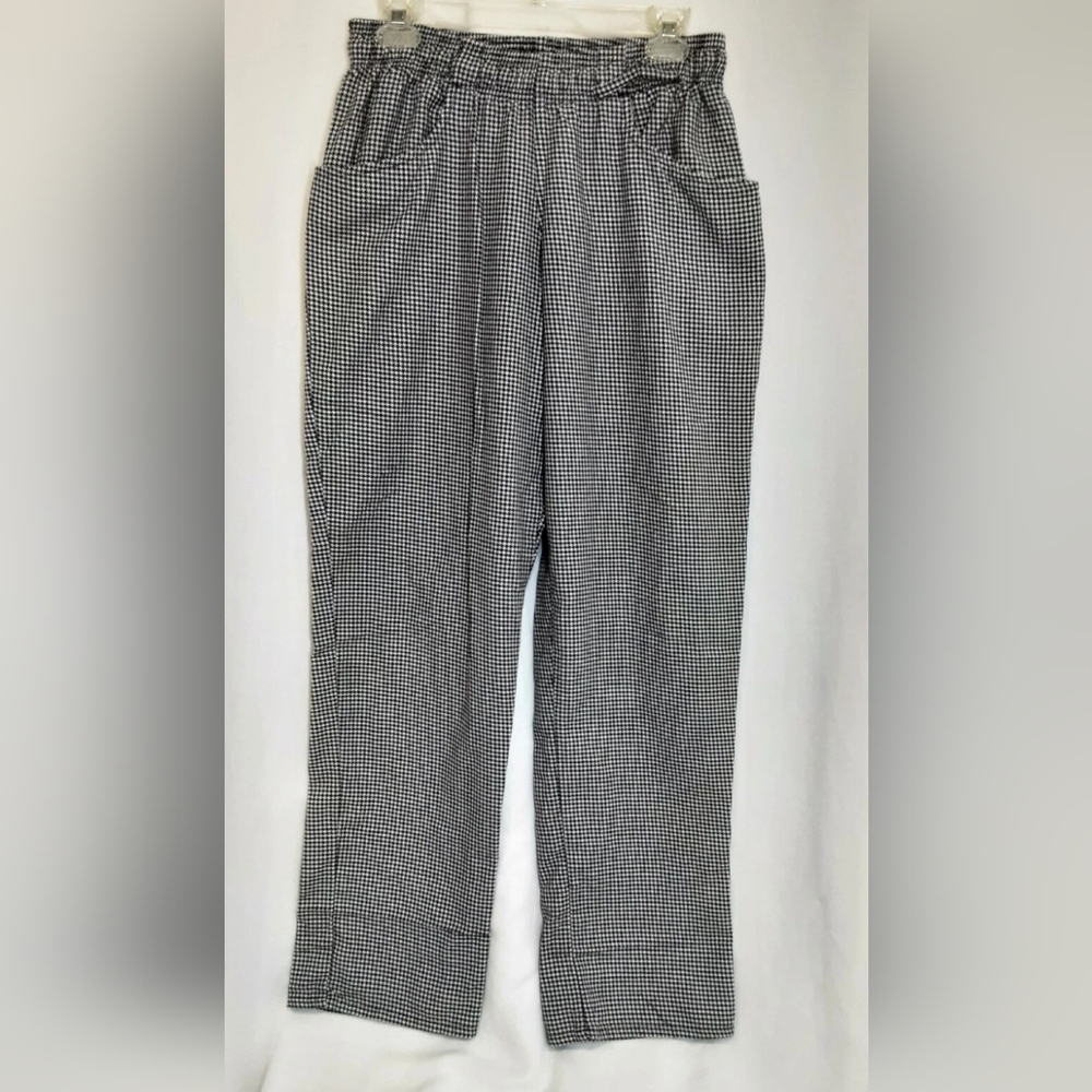 Uncommon Threads Black White Houndstooth Print Pull On Workwear Pants Adult S